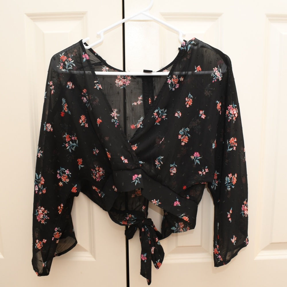 Sheer Black Floral Blouse